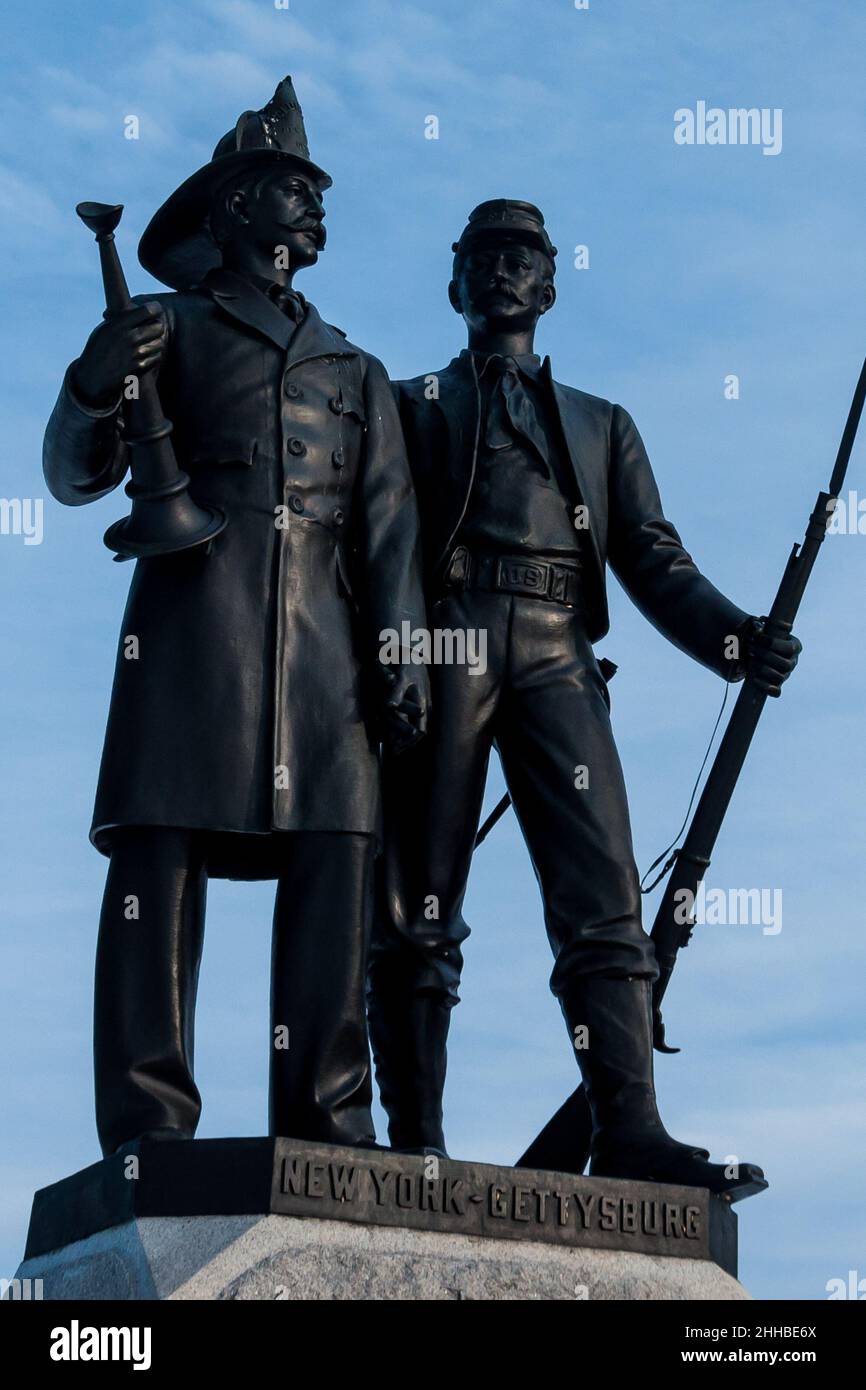 Photo du monument du Régiment d'infanterie volontaire de New York 73rd (quatrième Excelsior, 2nd Zouaves de feu), Parc militaire national de Gettysburg, Pennsy Banque D'Images