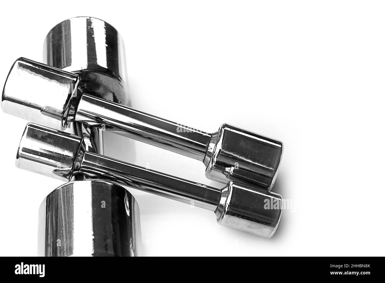 Poids ou haltères, sports sur fond blanc Banque D'Images