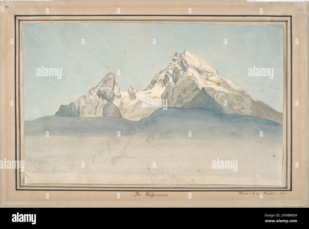 Le Watzmann vu du Nord-est, et quelques esquisses d'une montagne; verso: Croquis de l'église de Sankt Bartholomä au Königsee au pied du Watzmann vu de l'est 1820–22 août Heinrich allemand.Le Watzmann vu du Nord-est, et quelques esquisses d'une montagne; verso: Croquis de l'église de Sankt Bartholomä au Königsee au pied du Watzmann vu de l'est 384969 Banque D'Images