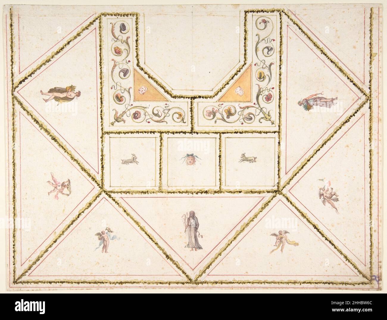 Design pour un plafond en style Pompeian 18th Century Anonyme, Italien, première moitié du 18th siècle Italien.Design pour un plafond en style Pompeian 340268 Banque D'Images