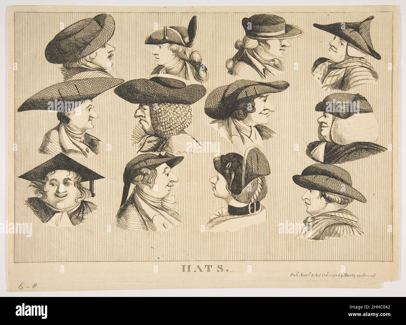 Chapeaux octobre 1, 1773 publié Londres par Matthew Darly British.Chapeaux 392482 Banque D'Images