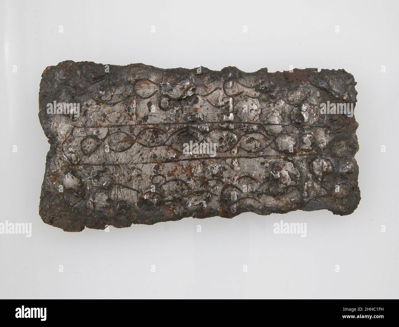 Plaque de ceinture 7th Century Frankish ou Burgundian.Plaque de ceinture 465057 Frankish ou Burgundian, plaque de ceinture, 7th Century, fer, incrustation argent,Total : 4 3/16 x 2 1/4 x 1/4 pouces(10,7 x 5,7 x 0,6 cm).Metropolitan Museum of Art, New York.Don de J. Pierpont Morgan, 1917 (17.191.340) Banque D'Images