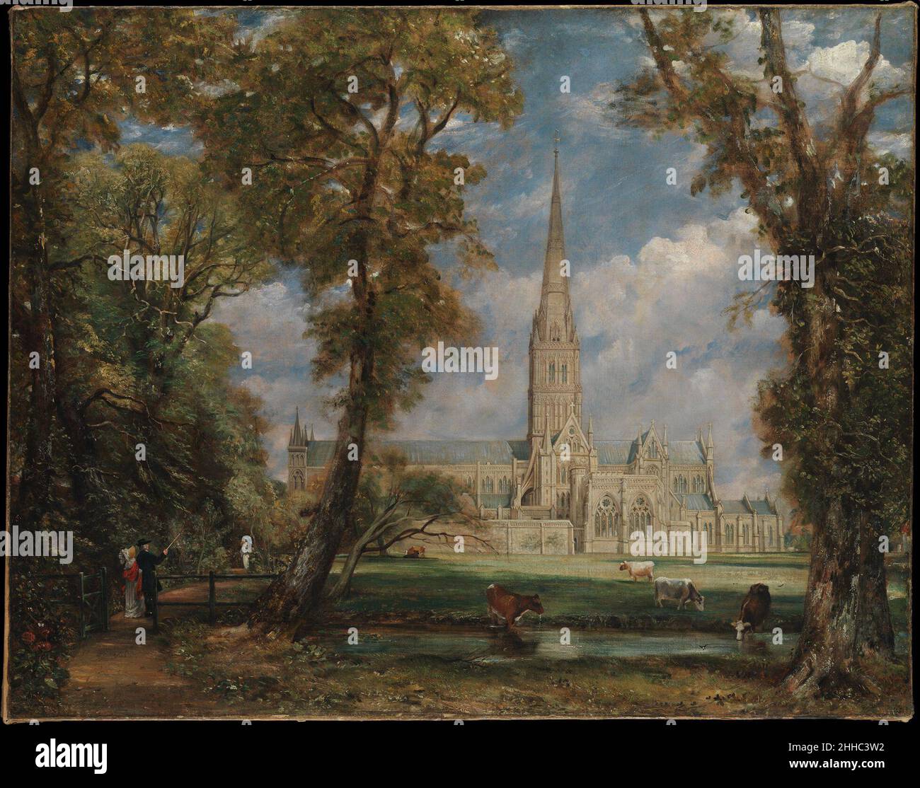 Cathédrale de Salisbury depuis la propriété de Bishop's Grounds ca.1825  John Constable British cette peinture a été faite comme une étude à grande  échelle pour la photo de 1826 maintenant dans la