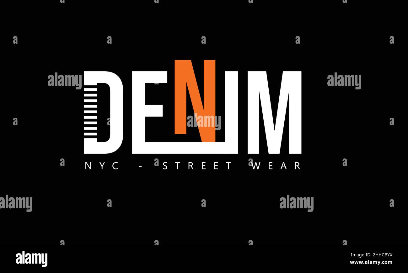 denim street wear urbain t-shirt monogramme texte modèle vectoriel Illustration de Vecteur