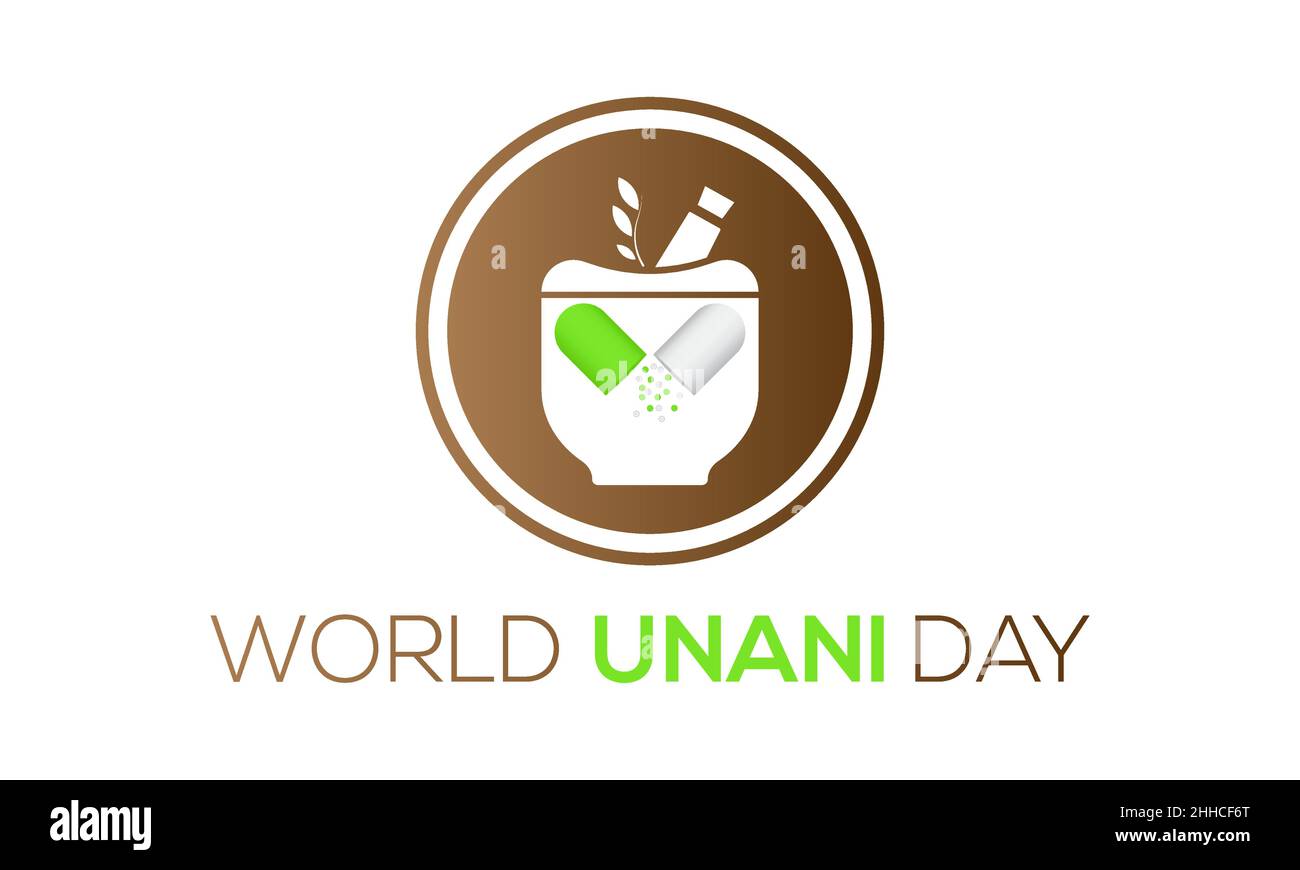 Journée mondiale de l'Unani.Modèle de vecteur de concept de plantes pour bannière, carte, affiche, fond. Illustration de Vecteur