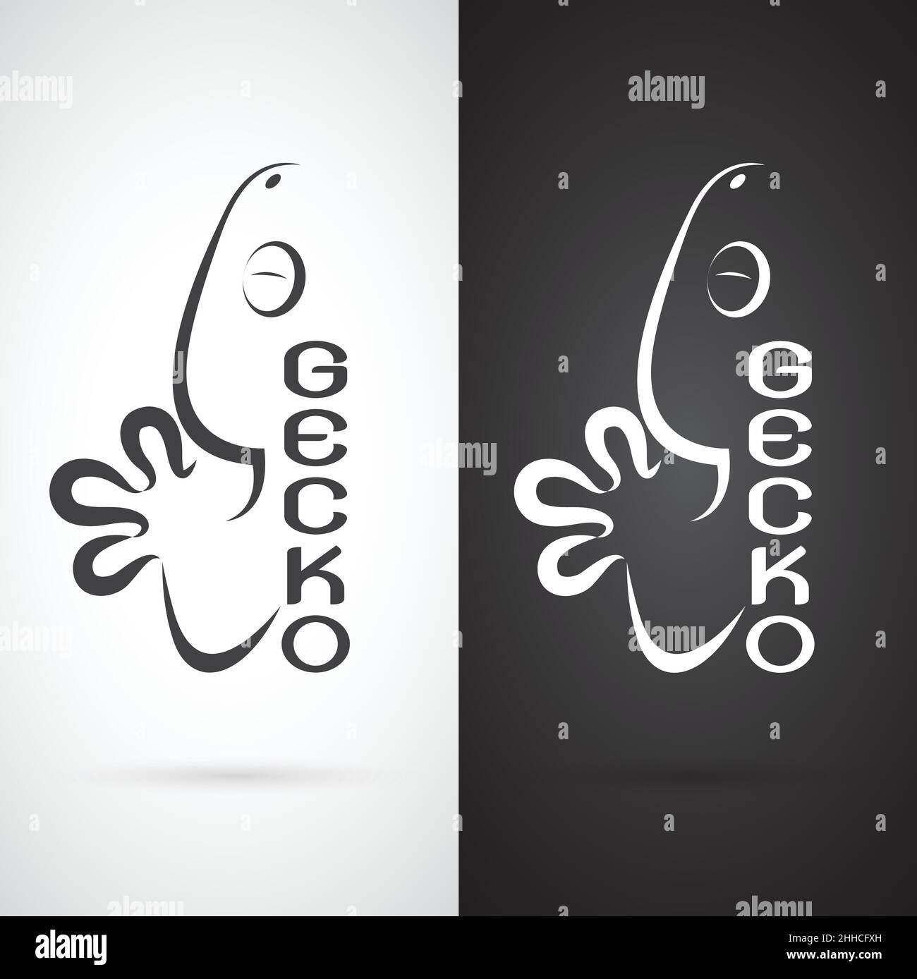 Vecteur de motif gecko sur fond blanc et noir, logo, symbole. Illustration de Vecteur