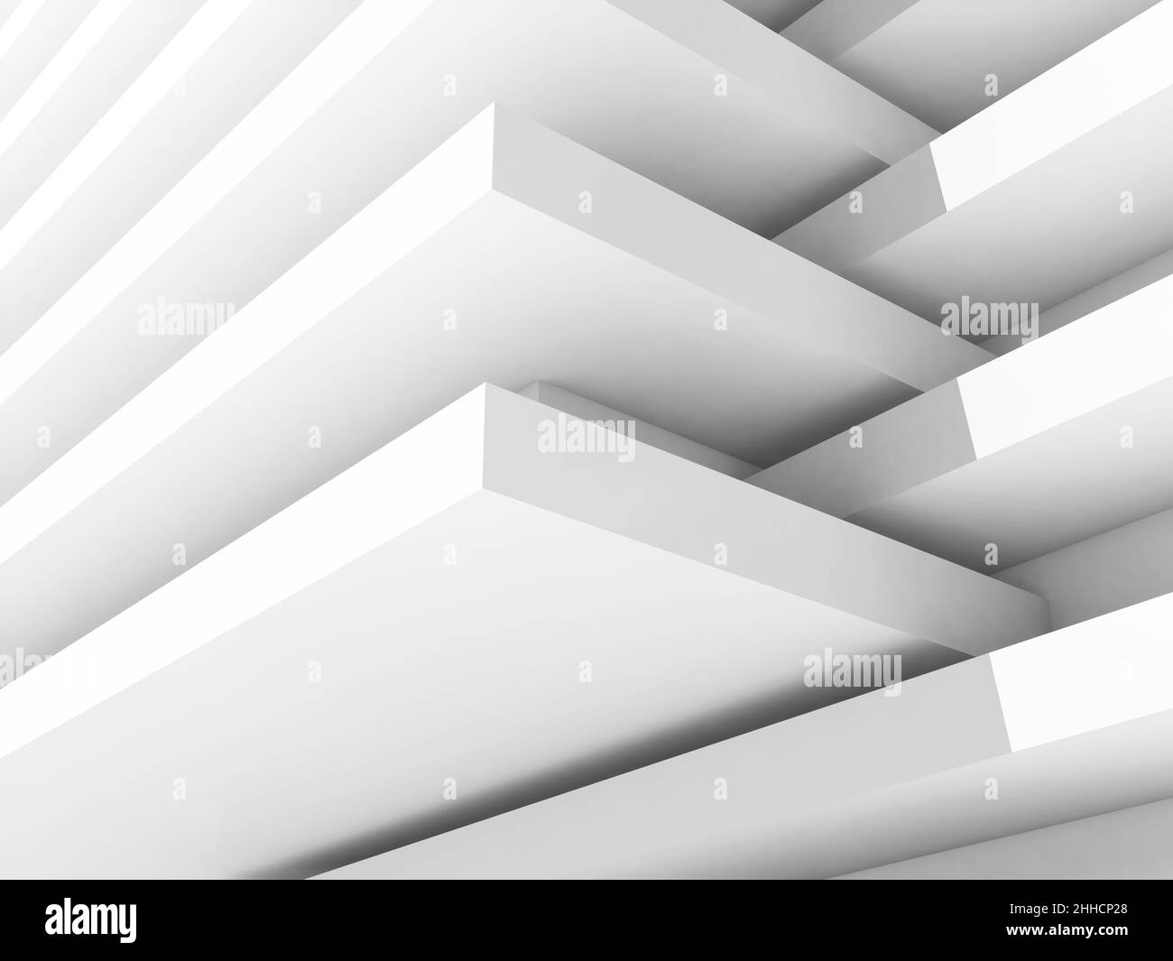 Arrière-plan architectural paramétrique blanc abstrait, illustration de rendu 3D Banque D'Images