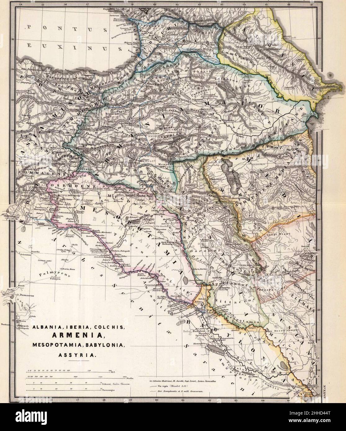 Spruner von Merz, Karl; Menke, TH.1865. Albanie, Iberia, Colchis, Arménie, Mésopotamie,Babylonia, Assyrie (A). Banque D'Images