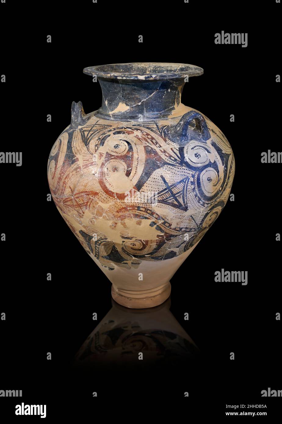 Poterie de style palais Mycenaean - Pot de Piriform avec le design marin probablement de la répétition stylisée de la conception de poulpe.Musée archéologique de Nafplio..Encore Banque D'Images