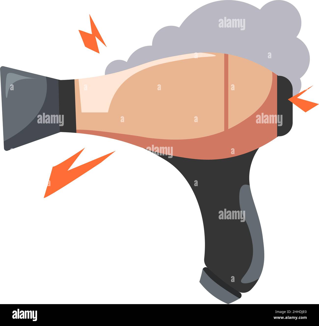 Sèche-cheveux surchauffé avec des étincelles de vecteur de feu Image  Vectorielle Stock - Alamy