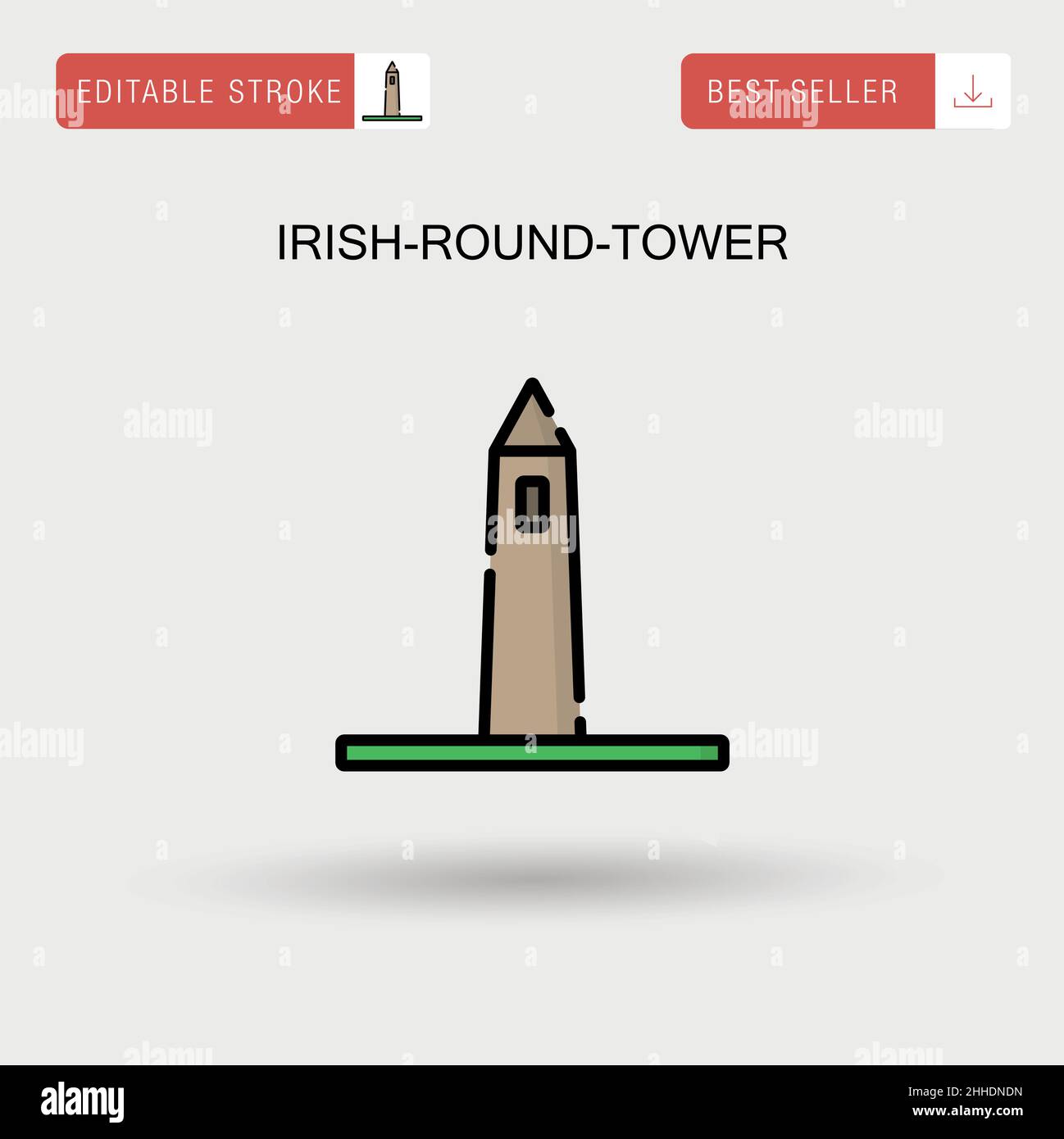 Icône de vecteur simple tour ronde irlandaise. Illustration de Vecteur