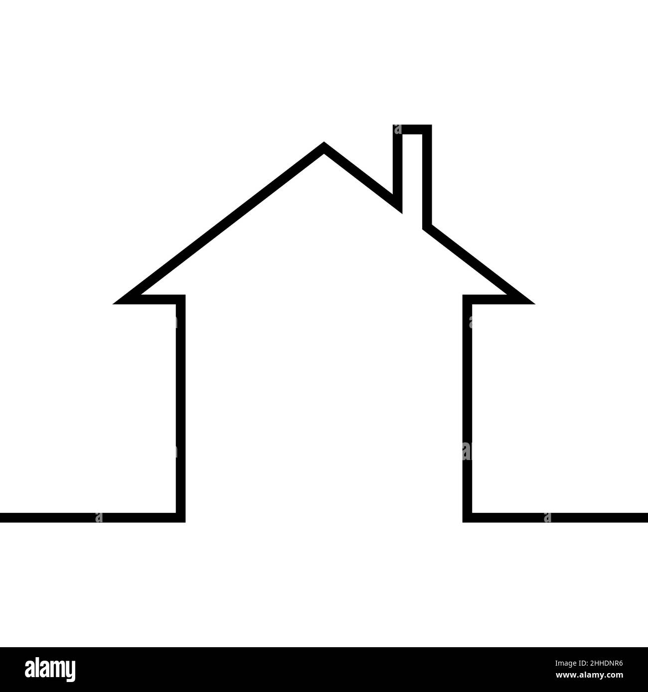 Maison dessinée avec un concept de ligne de confort et de construction de maison Illustration de Vecteur