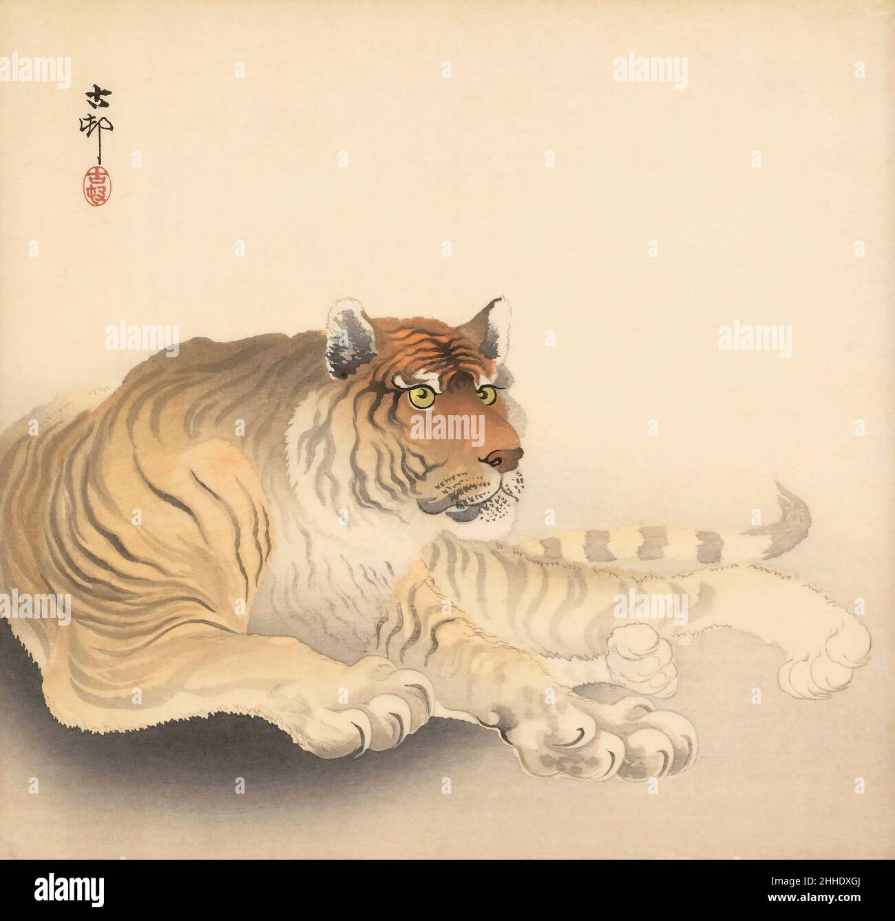 Tigre de l'artiste japonais Ohara Koson, 1877 - 1945.Ohara Koson faisait partie du mouvement Shin-hanga, ou de nouveaux tirages. Banque D'Images