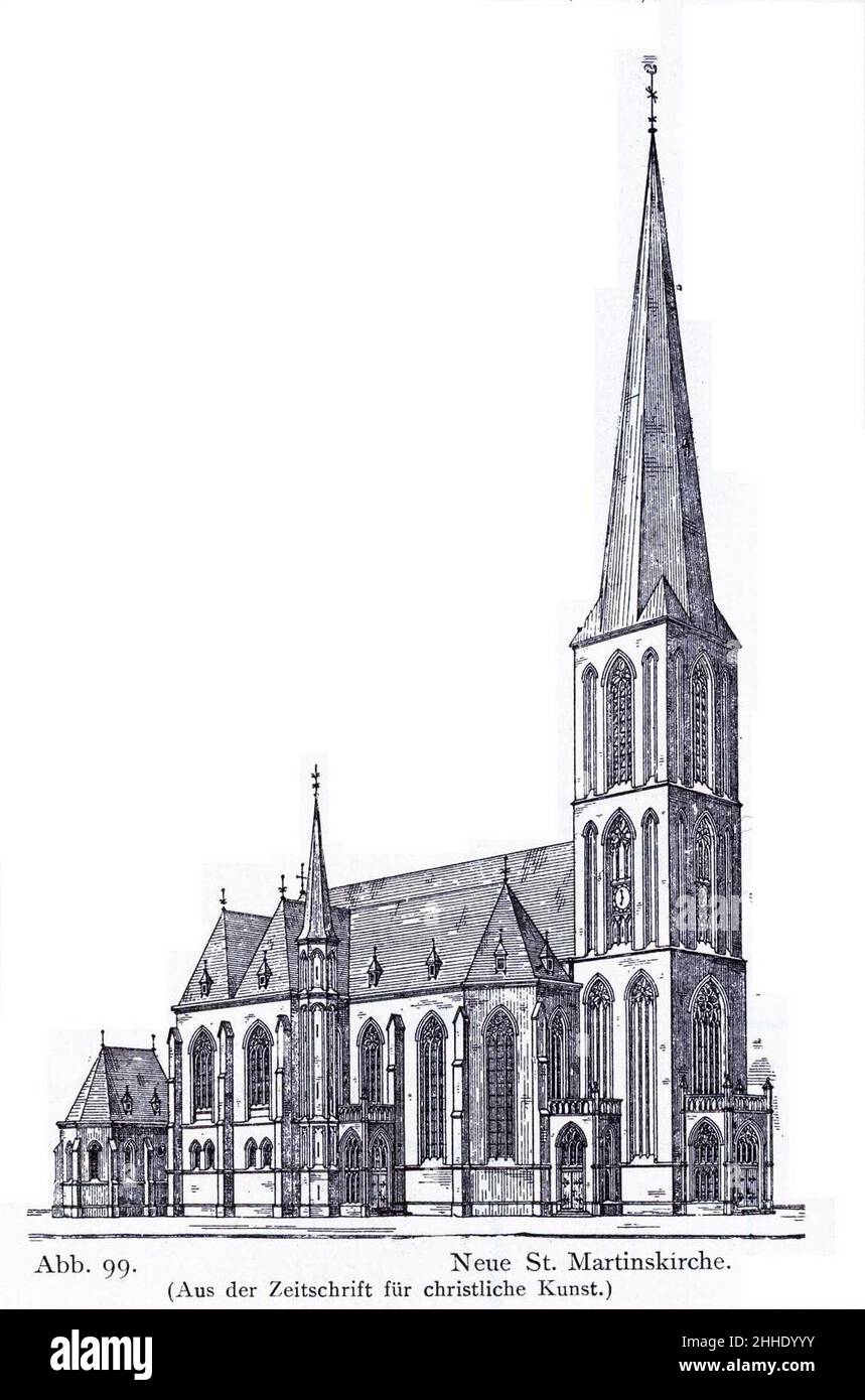 Saint Martinskirche à Düsseldorf-Bilk, 1894 bis 1896 erbaut, Architekt Alfred Tepe aus Driebergen BEI Utrecht. Banque D'Images