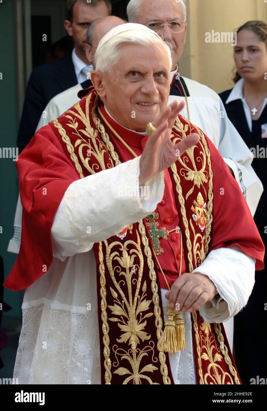 Freising, Allemagne.24th janvier 2022.Le Pape Benoît XVI admet de faux témoignages dans les rapports d'abus. Archive photo; le Pape Benoît XVI, visite en Bavière à Freising, 14 septembre 2006 crédit: dpa/Alay Live News Banque D'Images