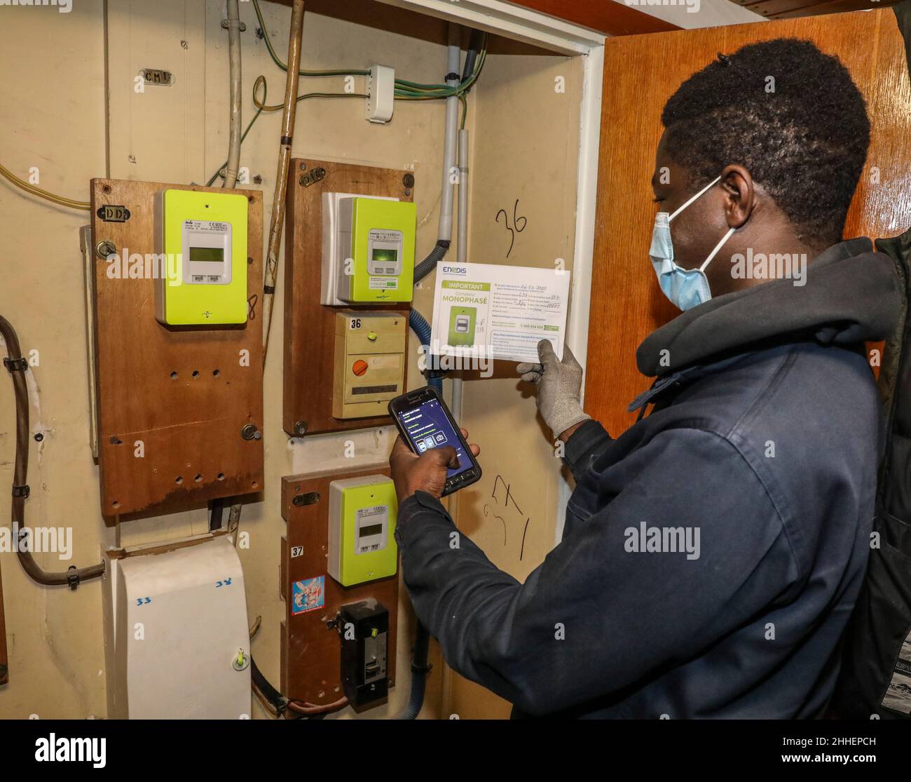 LANCEMENT DU COMPTEUR D'ÉLECTRICITÉ INTELLIGENT LINKY Banque D'Images