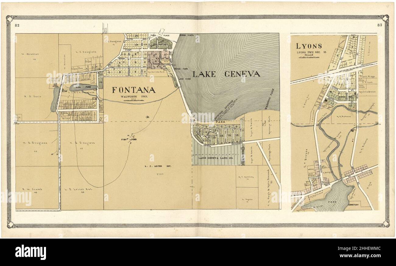 Atlas standard du comté de Walworth, Wisconsin - y compris un livre de plat des villages, des villes et des cantons du comté, répertoire des patrons, répertoire des affaires de référence et des départements consacrés à Banque D'Images