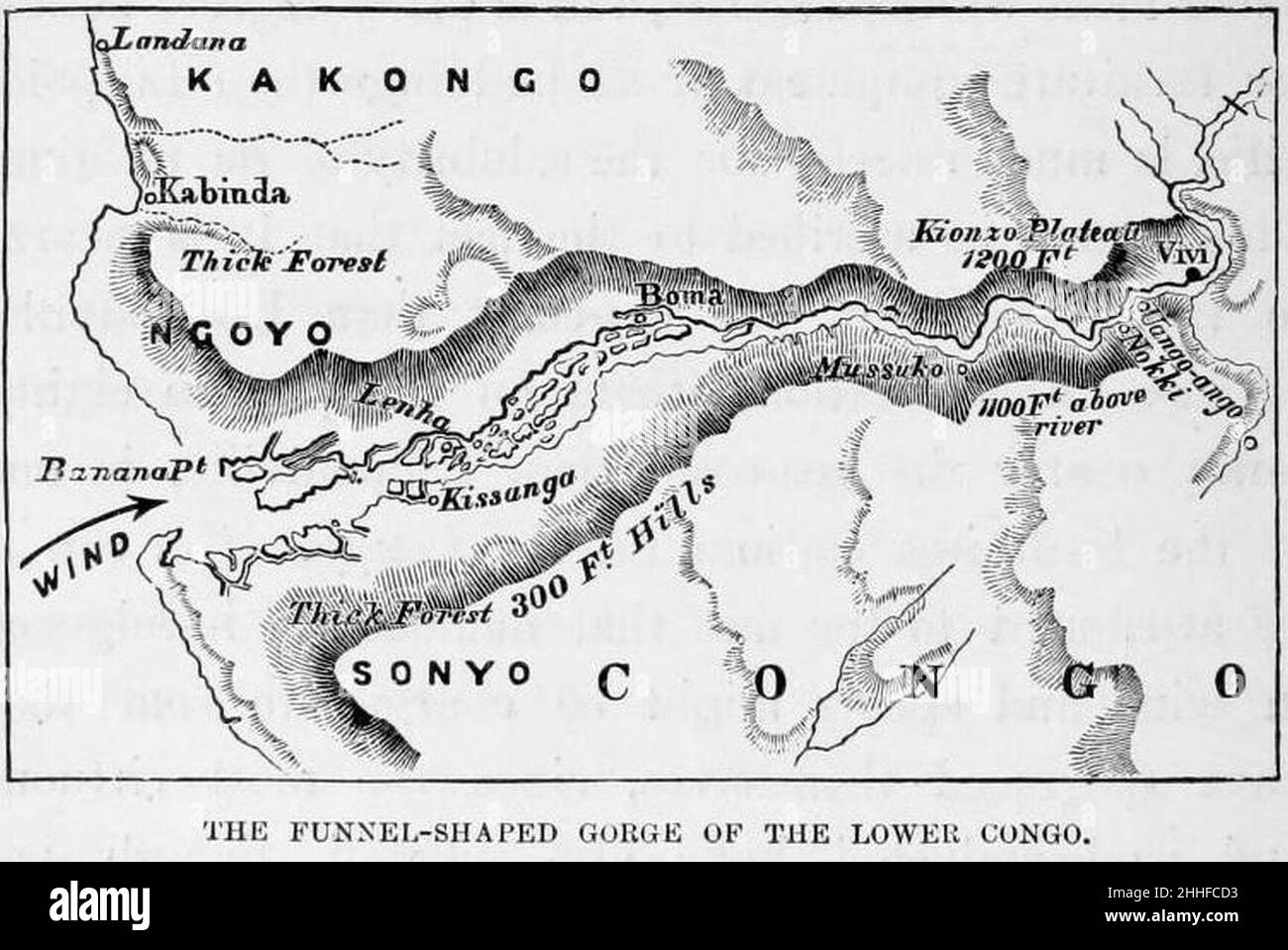 Stanley fondateur de Congo Free State 292 la gorge en forme d'entonnoir du Bas Congo. Banque D'Images