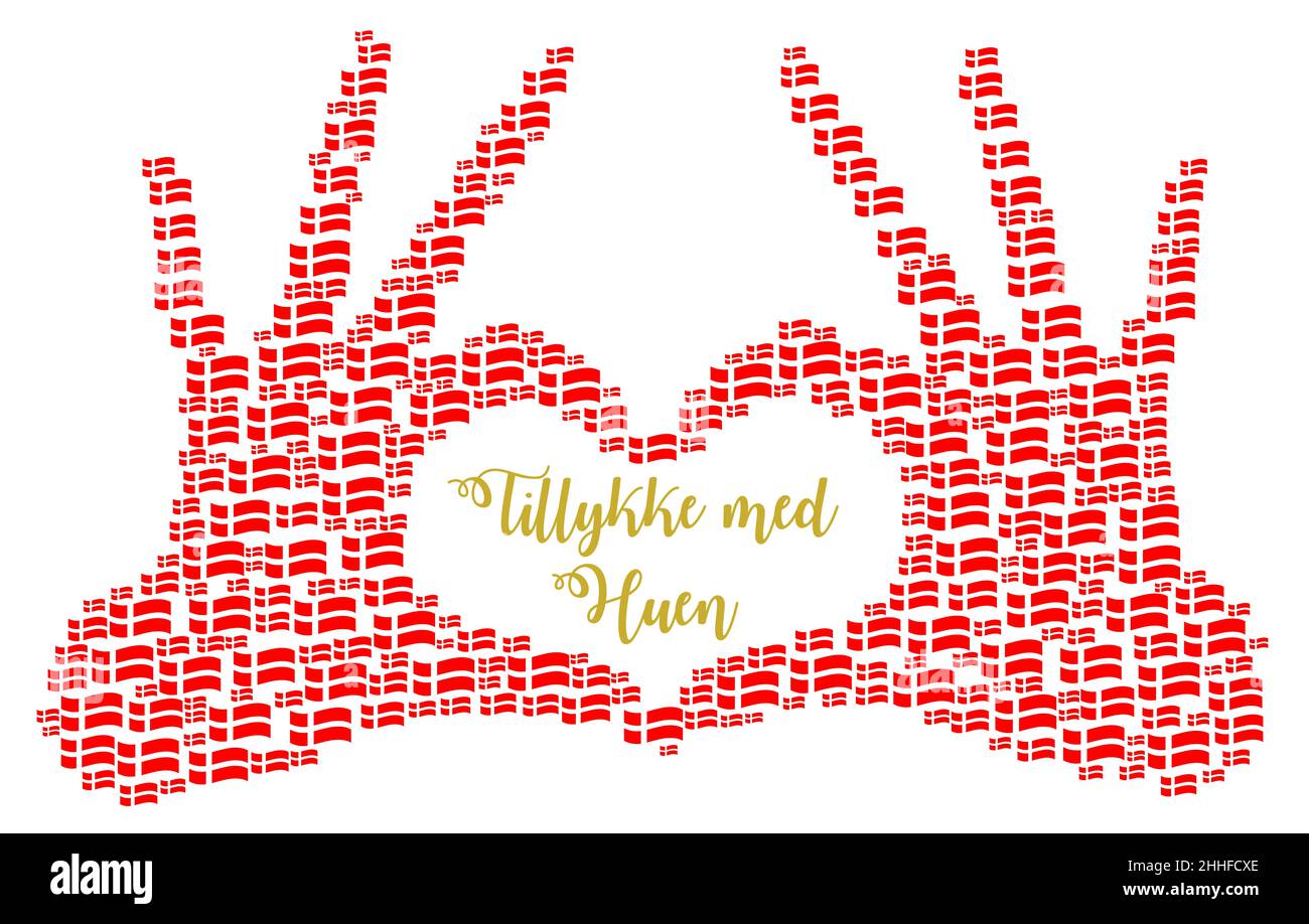 Félicitations avec votre Cap étudiant appelé tillykke med huen en langue danoise Banque D'Images