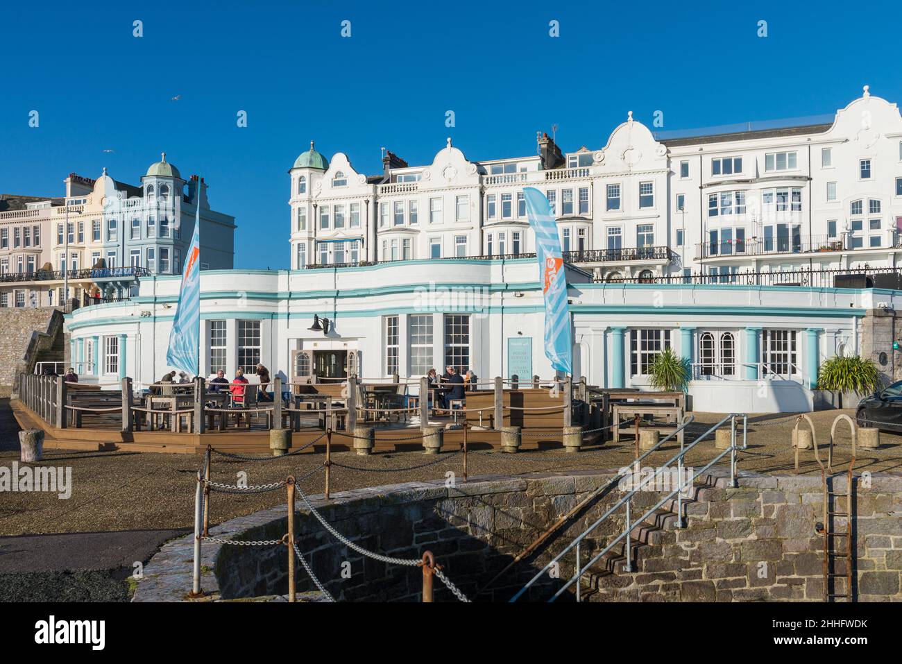 Le café et restaurant Waterfront sur Plymouth Hoe, Devon Banque D'Images