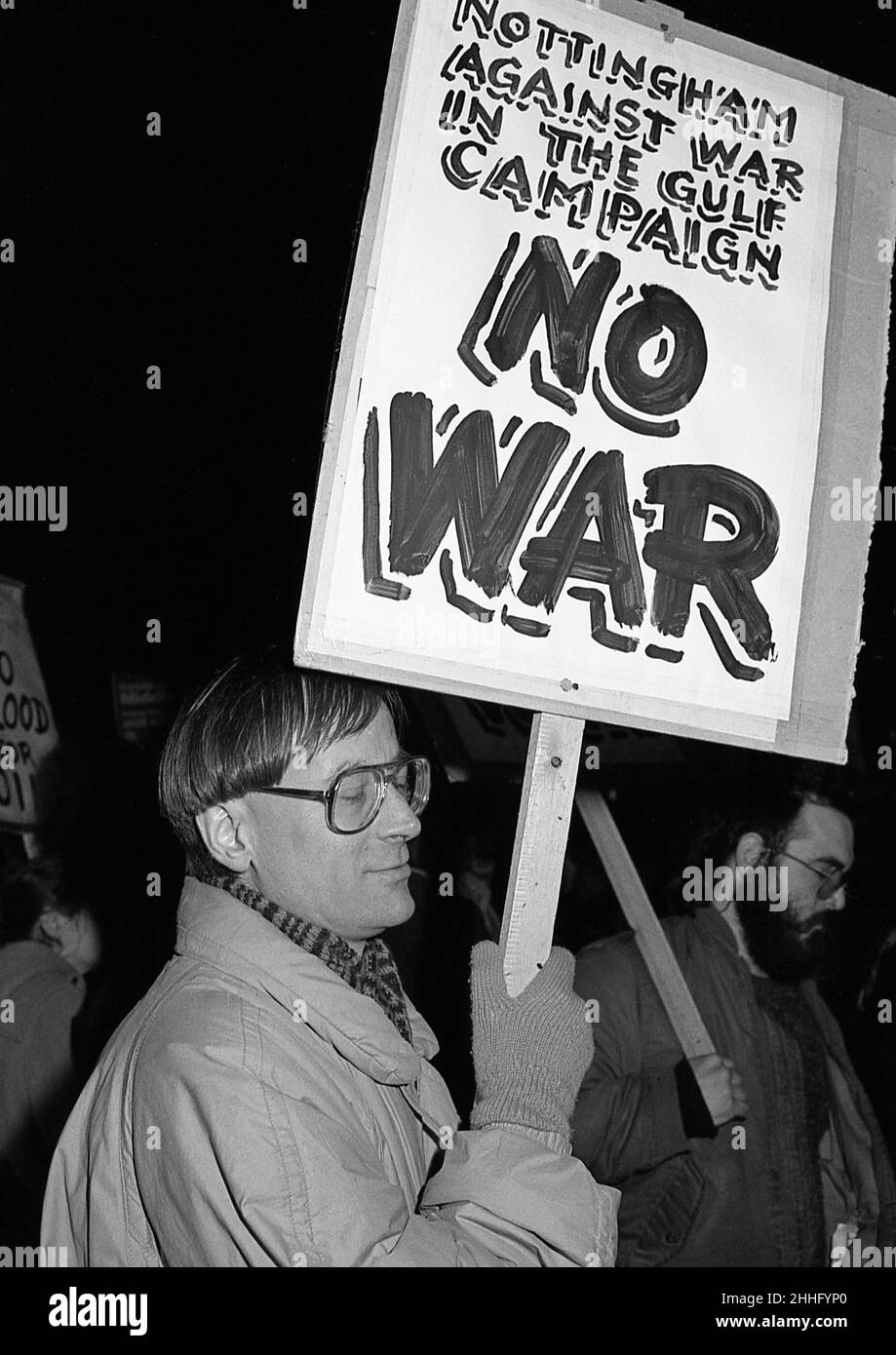 Manifestation contre la guerre du Golfe, Nottingham, Royaume-Uni 1991 Banque D'Images