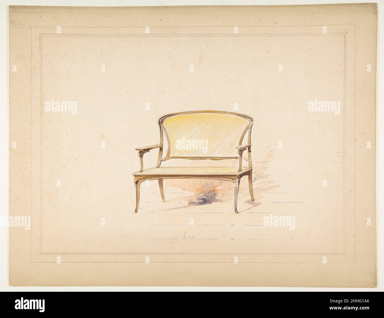 Design pour le loveseat Art Nouveau avec caning 19th Century Anonyme, Français, 19th Century Français.Design pour causeuse Art nouveau avec chang 392369 Banque D'Images