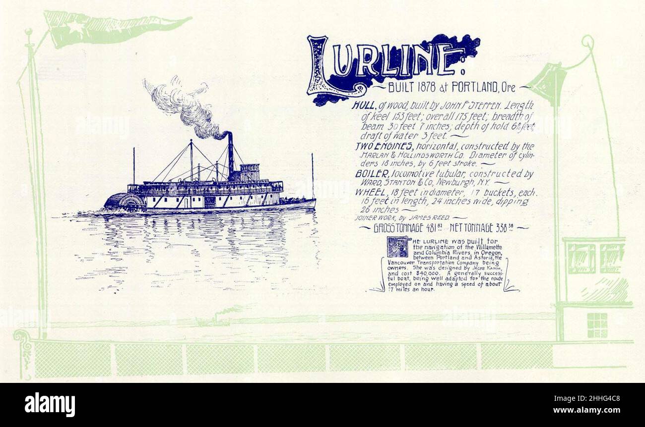 Steamboat Lurline (dessin de Stanton). Banque D'Images