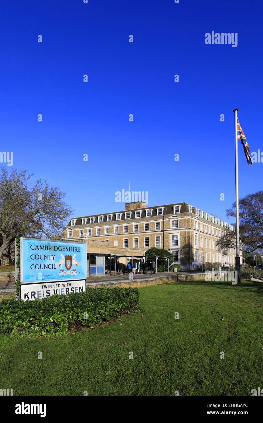 The Shire Hall, Cambridgeshire County Council buildings, Castle Street, Cambridge City, Angleterre, Royaume-Uni Banque D'Images