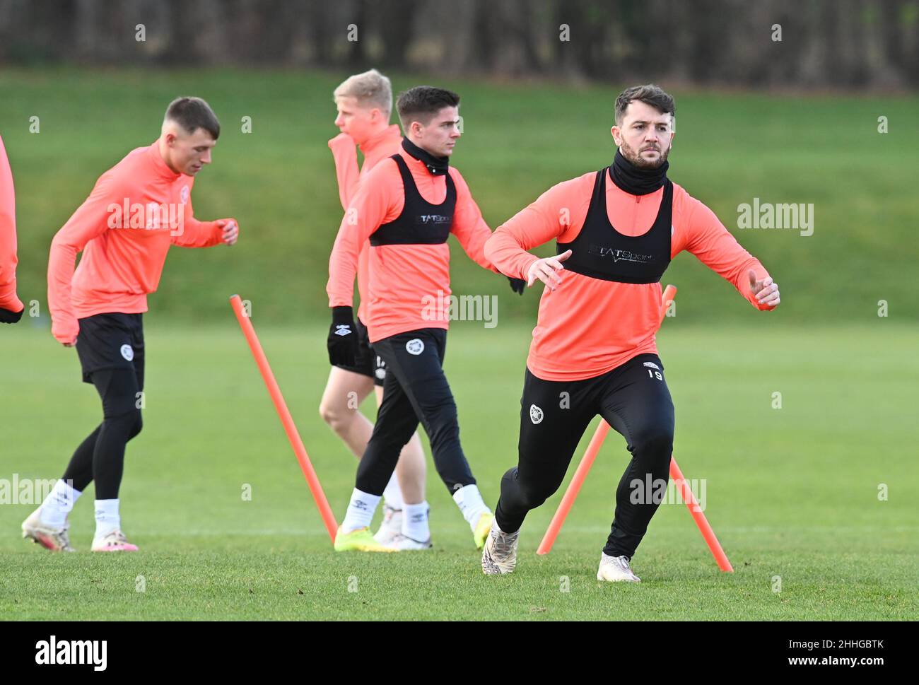 Oriam Sports Center Edinburgh.Scotland UK.24th.Jan 22 Hearts Craig Halkett (#19) session d'entraînement pour Cinch Premiership match vs Celtic.Crédit : eric mccowat/Alay Live News Banque D'Images