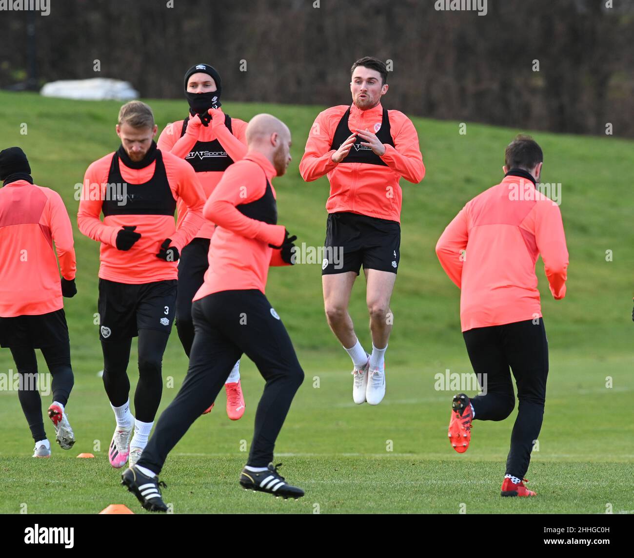 Oriam Sports Center Edinburgh.Scotland UK.24th.Jan 22 session d'entraînement Hearts John Souttar pour Cinch Premiership match vs Celtic.Crédit : eric mccowat/Alay Live News Banque D'Images