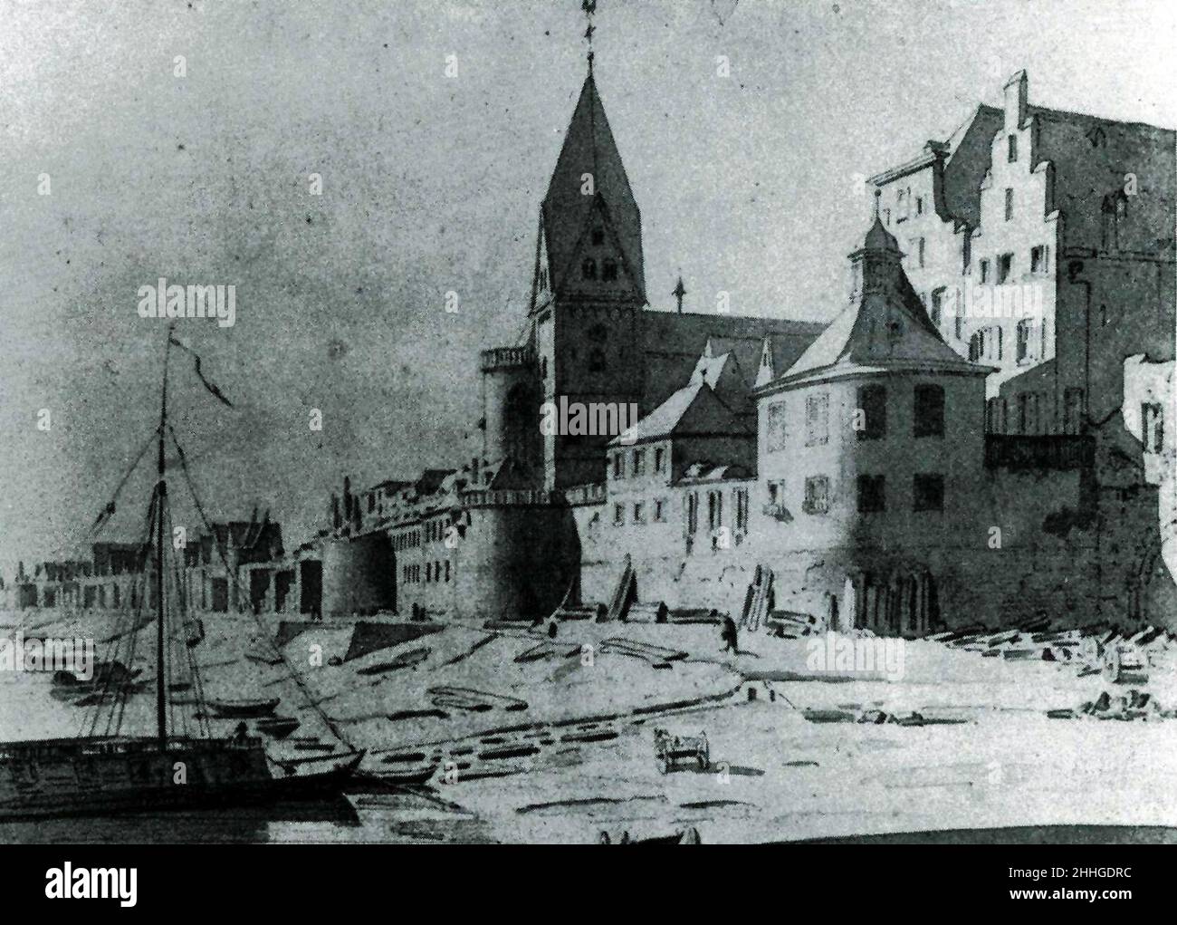 St-Maria-Lyskirchen-Köln-Litho-J-A-Wünsch-1827. Banque D'Images