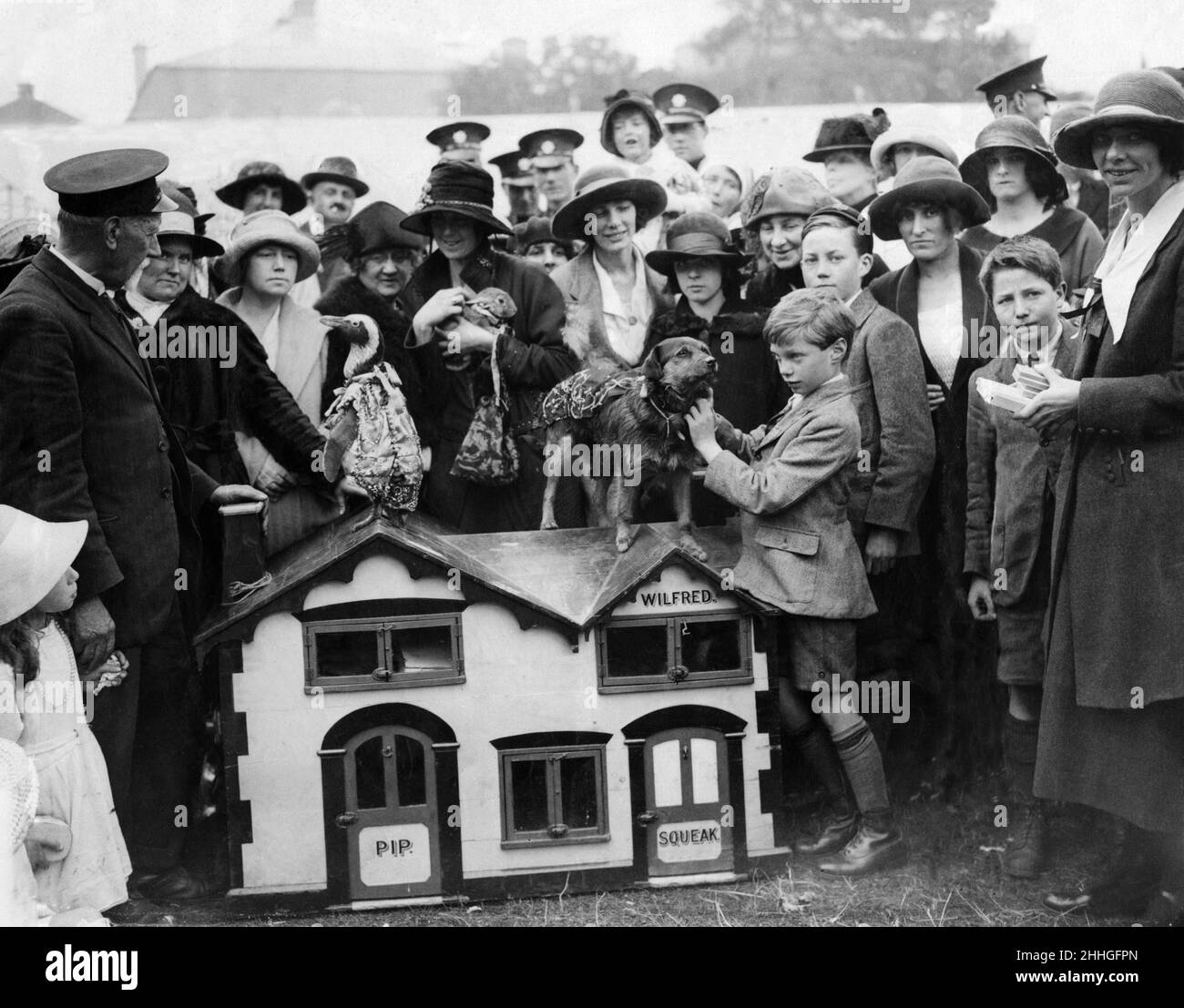 The Daily Mirror's Pets, PIP, Squeak et Wilfred à un fète dans le domaine de la maison de Dublin de Lord Iveagh.Robbie Pellissier donne à chaque animal une médaille au nom de notre Ligue des amis muets.17th juin 1923. Banque D'Images