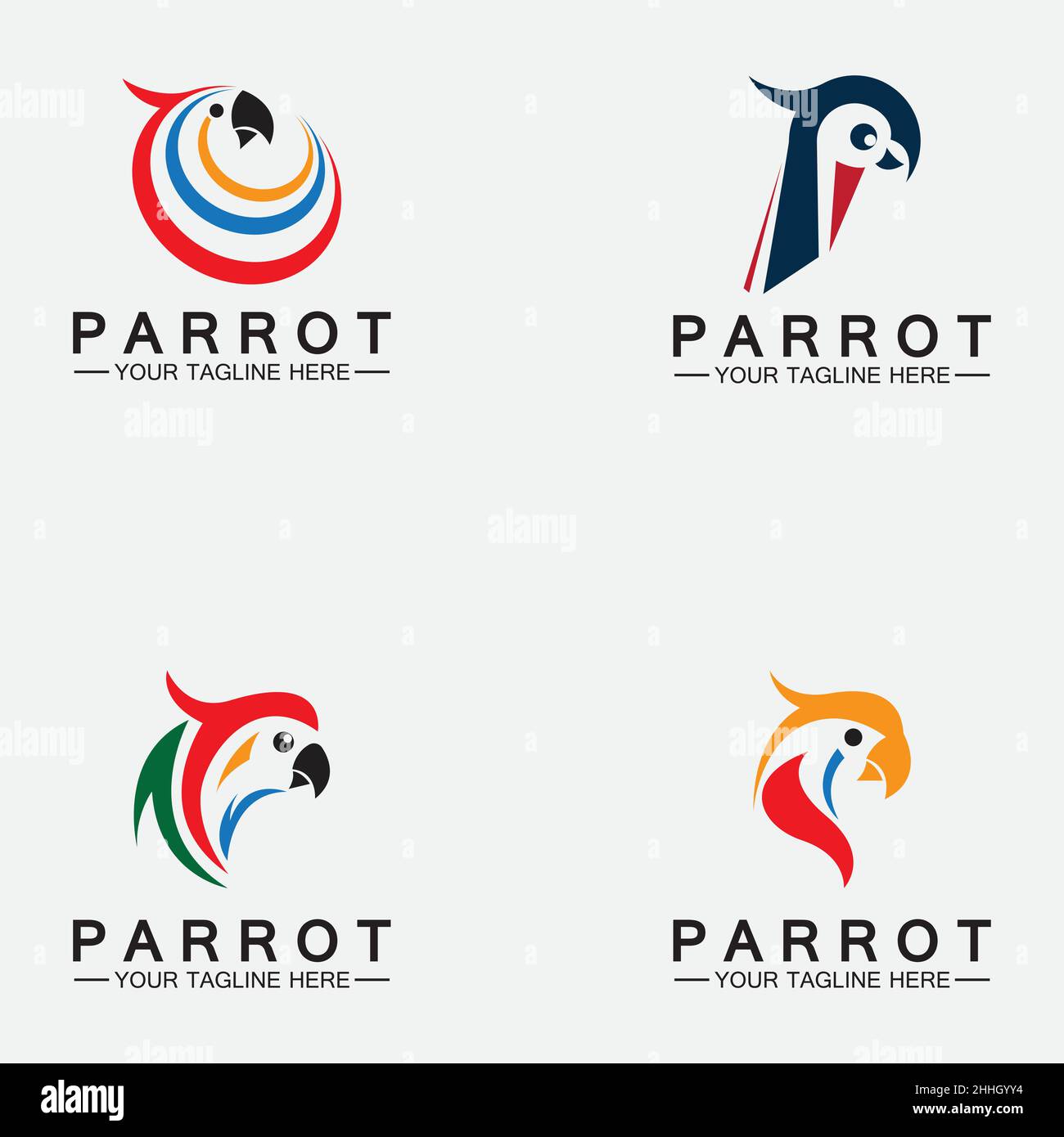 Définir le modèle de scénario de logo Parrot Illustration de Vecteur