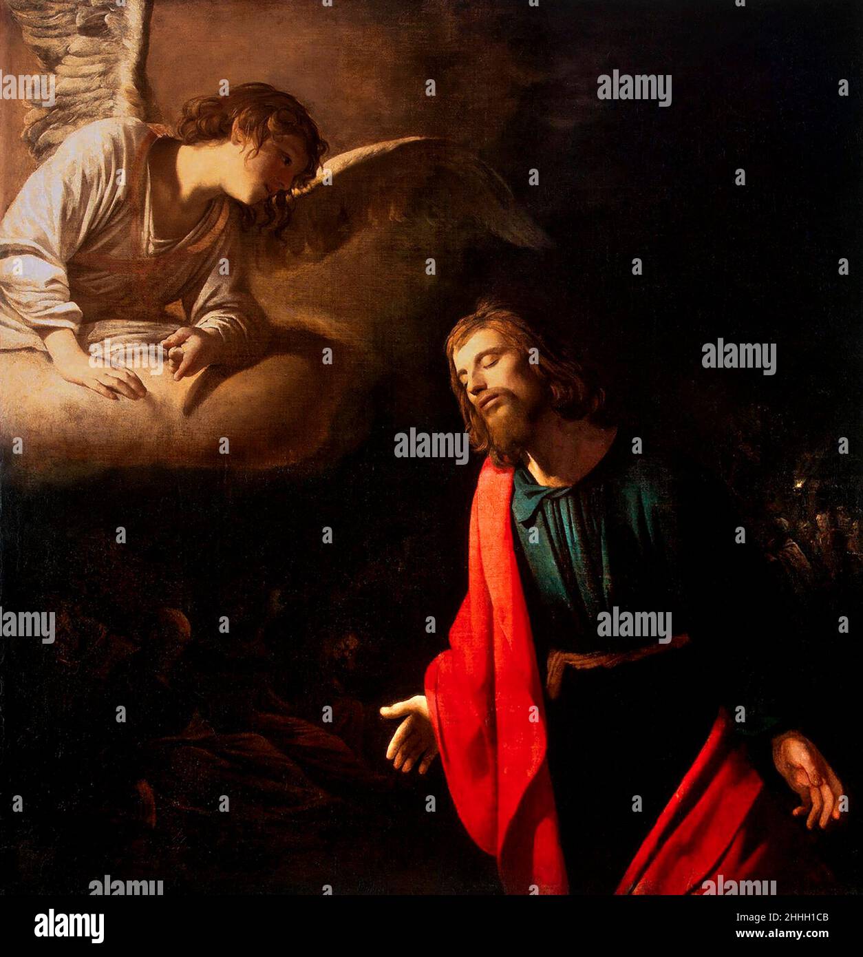 Le Christ dans le jardin de Gethsemane (l'agonie dans le jardin) par Gerrit van Honthorst (Gerard van Honthorst : 1592-1656), huile sur toile, c.1617 Banque D'Images