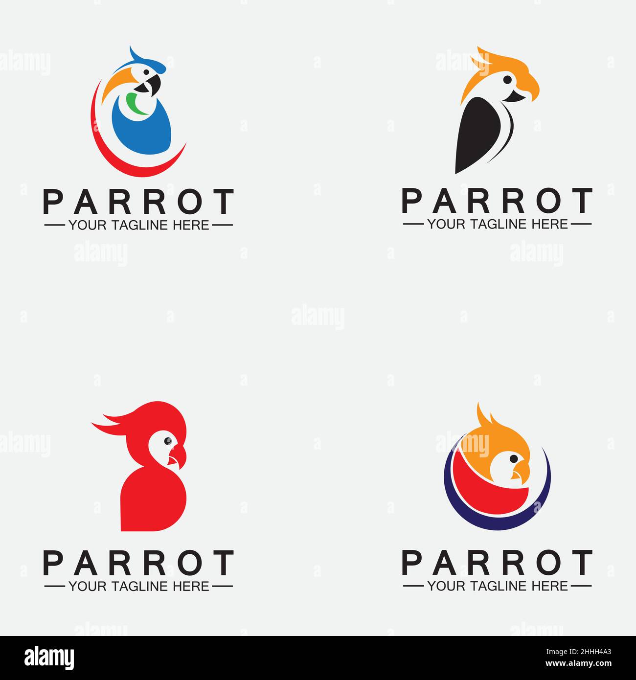 Définir le modèle de scénario de logo Parrot Illustration de Vecteur