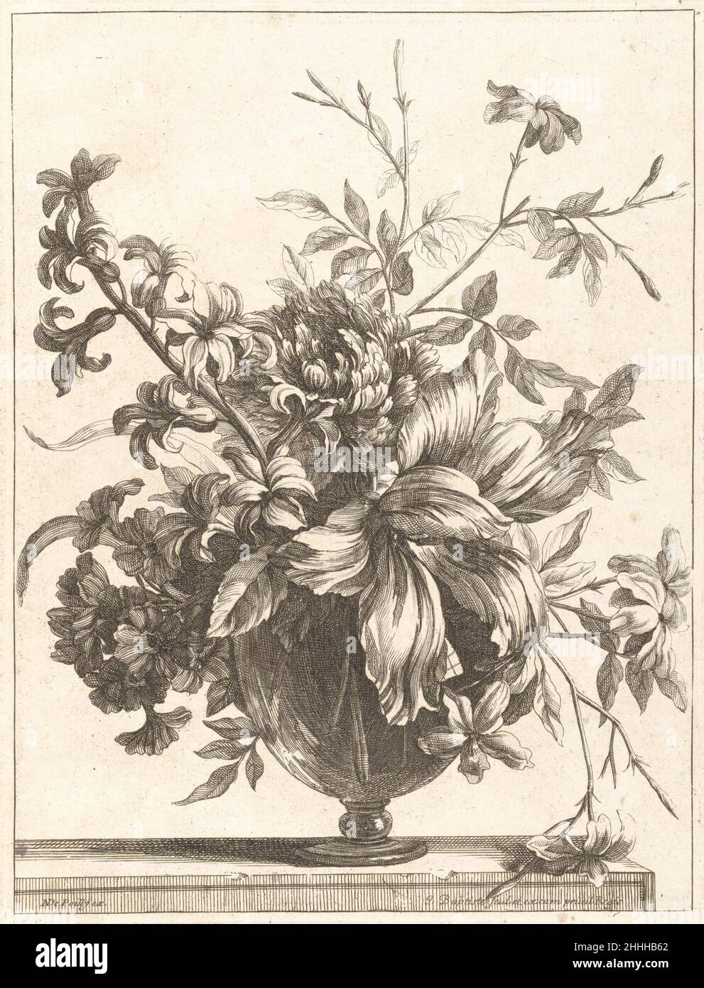 [Fleurs disposées dans un vase en verre] vers 1659 Jean-Baptiste Monnoyer Français.[Fleurs disposées dans un vase en verre] 354157 Banque D'Images