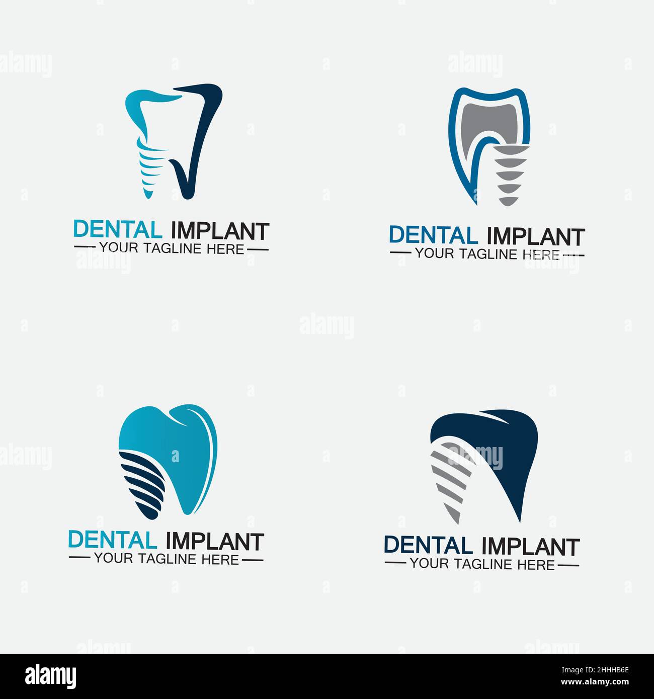 Set Dental implant logo vector designs concept , Dental Clinic & Care logo template Illustration de Vecteur