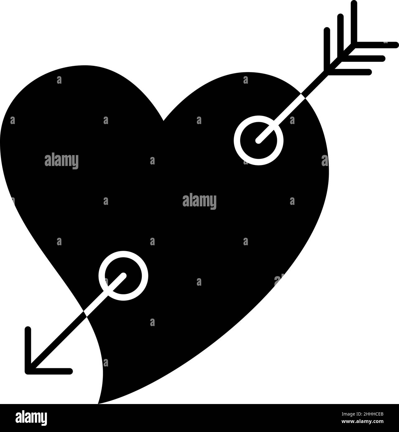 Coeur avec flèche Cupid glyphe icône vecteur Illustration de Vecteur