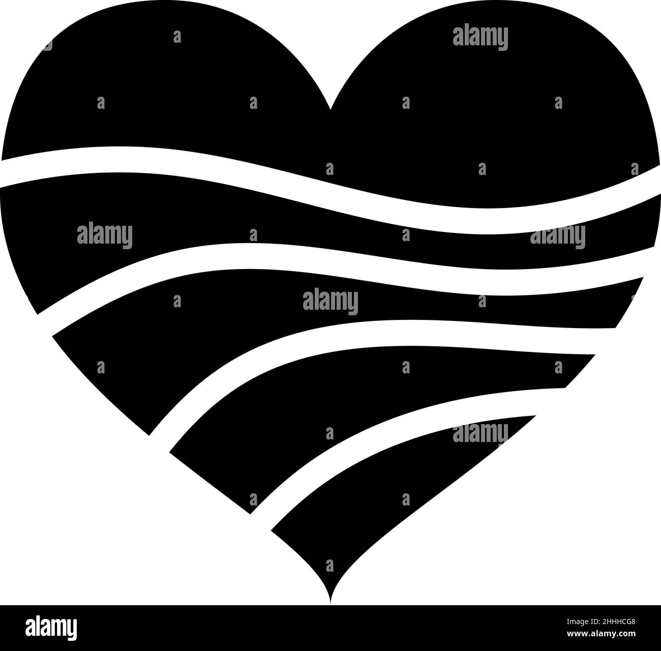 Motif de glyphe à motif coeur rayé Illustration de Vecteur