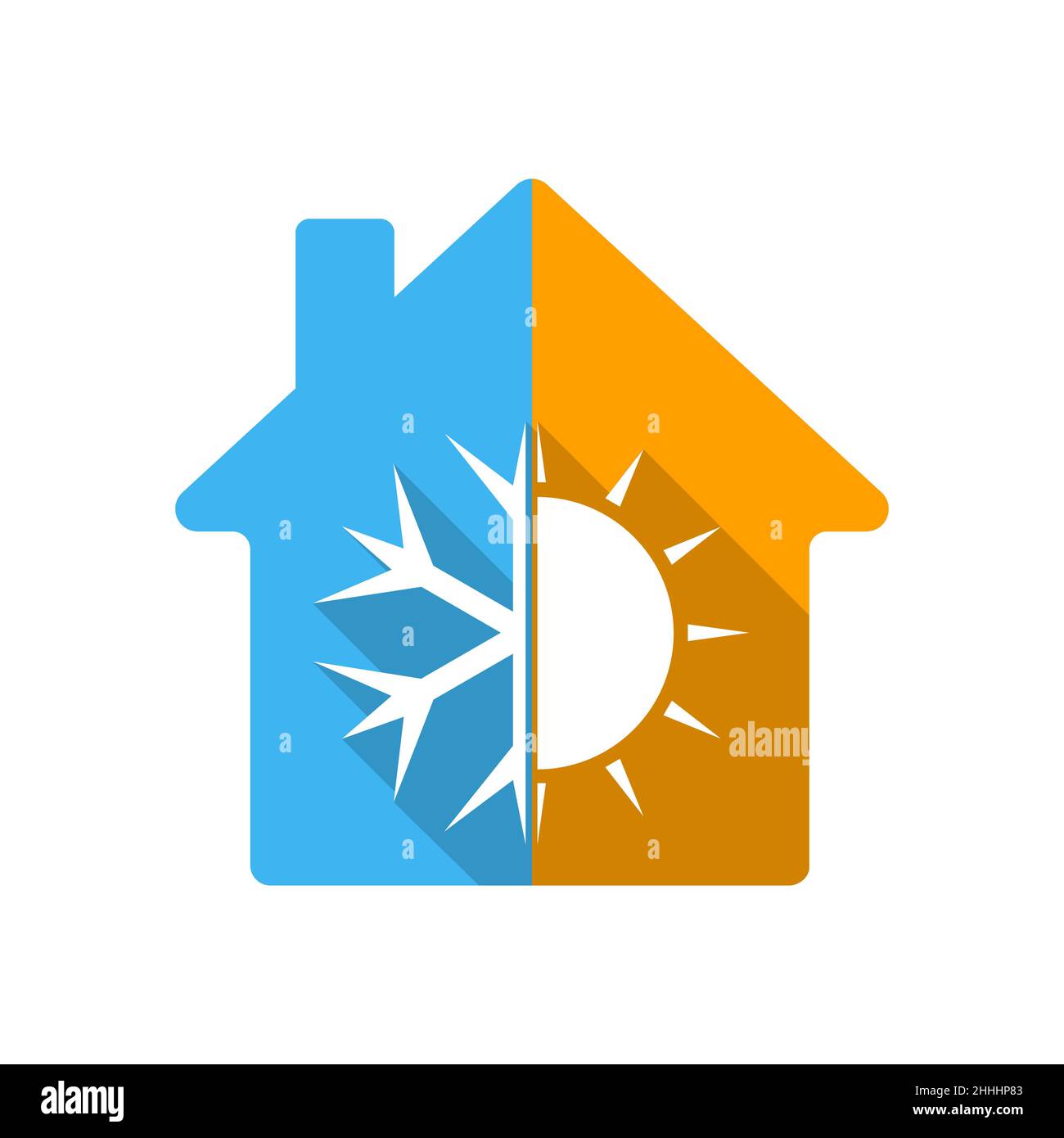 L'icône de couleur chambre avec signe de froid et chaud. Vector illustration. L'icône maison isolé sur fond blanc. Illustration de Vecteur
