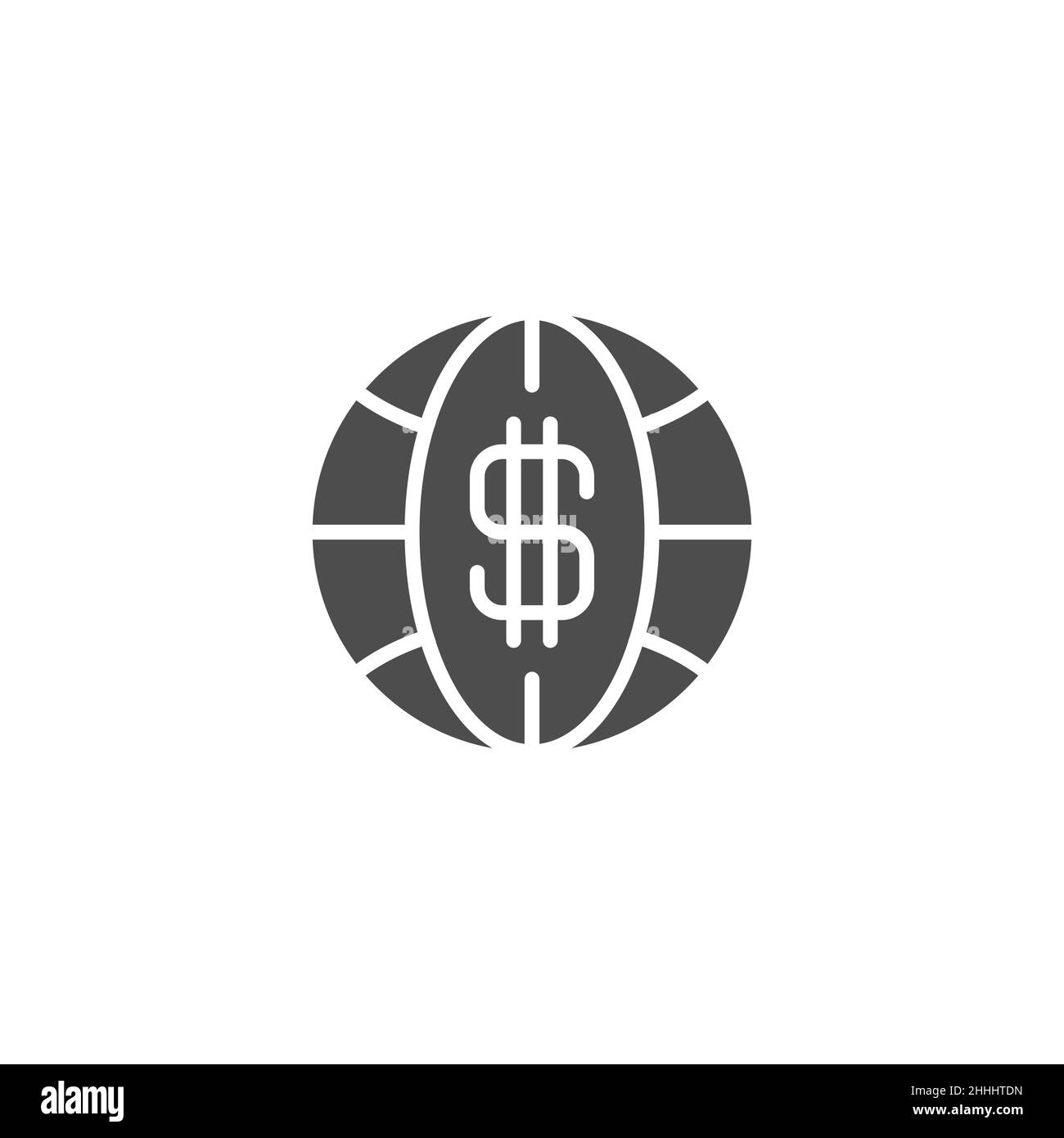 Ligne de financement globale, remplie, glyphe, icône de couleur. Signe de style linéaire pour le concept mobile et la conception de Web.Icône de vecteur de transfert d'argent mondial.Symbole, Illustration de Vecteur