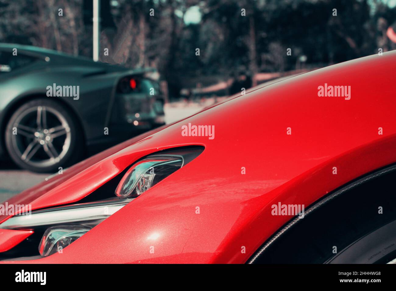 Gros plan d'une voiture sportive chère . Banque D'Images