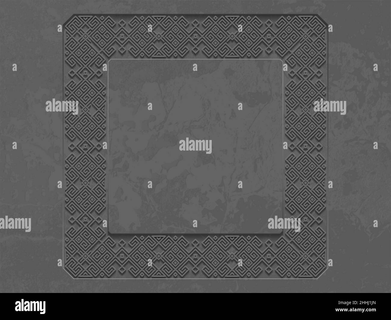 Vector grunge un fond métallique gris rugueux avec un motif scandinave.Fer matériel modèle géométrique ethnique brutal dans le style norvégien.Païen slave Illustration de Vecteur