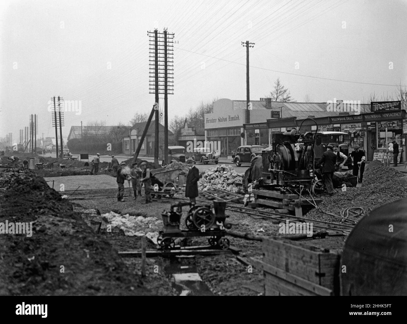 Oxford Road, élargissement, Denham 1936 Banque D'Images