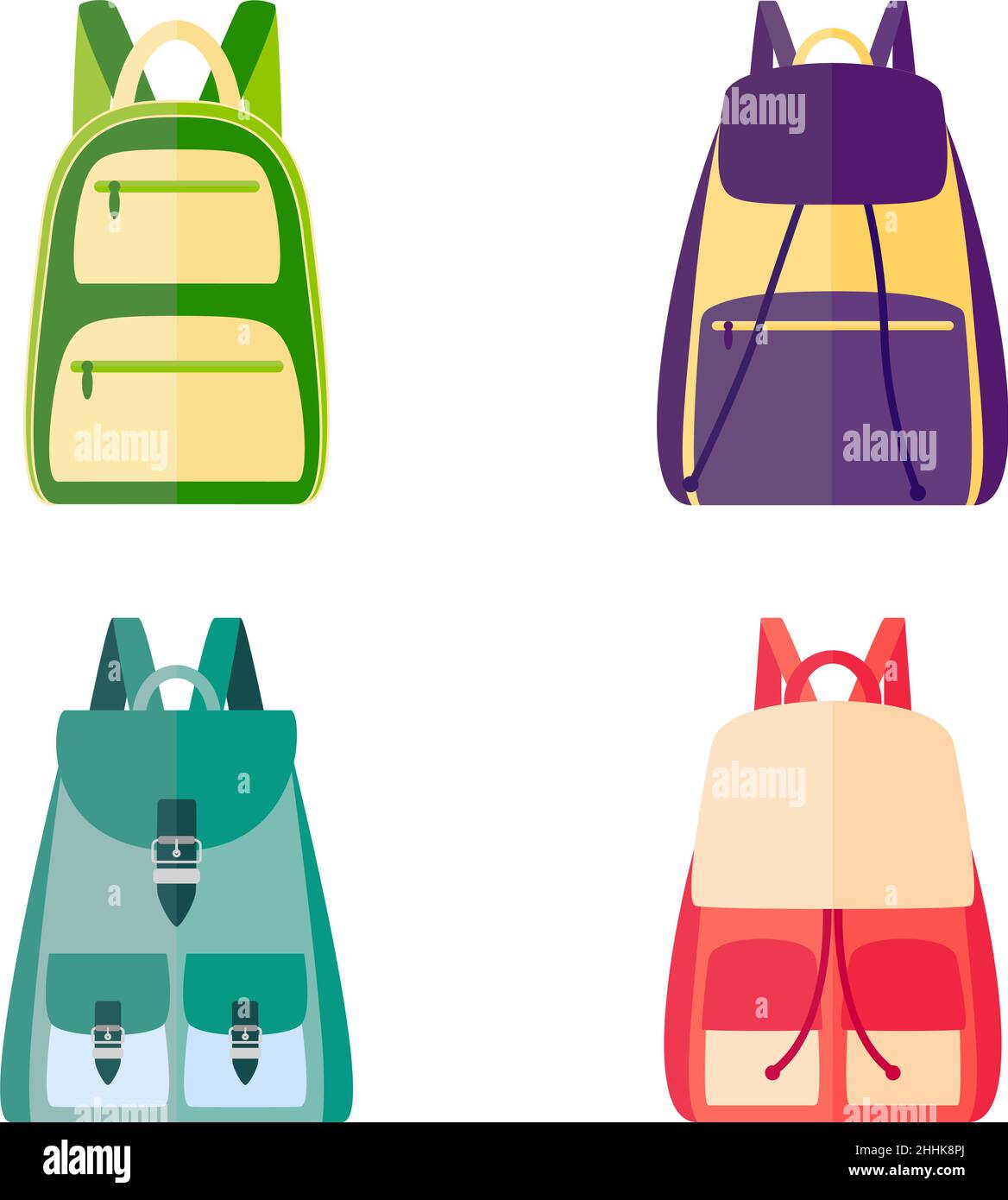 Jeu de sacs à dos colorés, illustration vectorielle Illustration de Vecteur