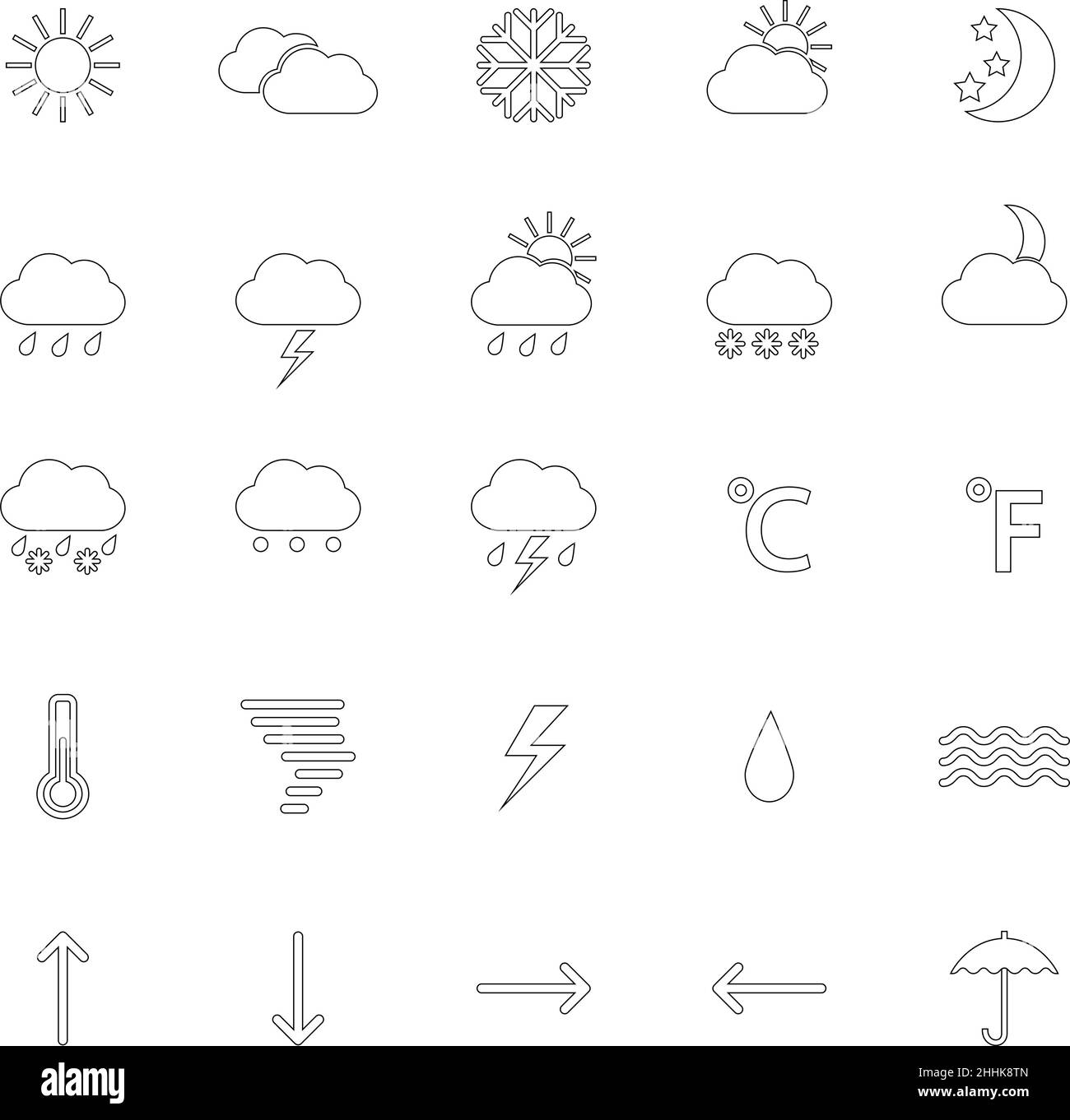 Ensemble de contours des icônes météo, illustration vectorielle Illustration de Vecteur