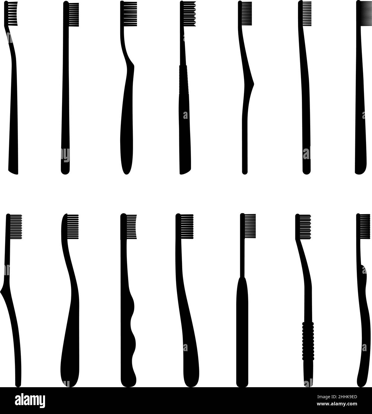 Jeu de silhouettes de brosses à dents, illustration vectorielle Illustration de Vecteur