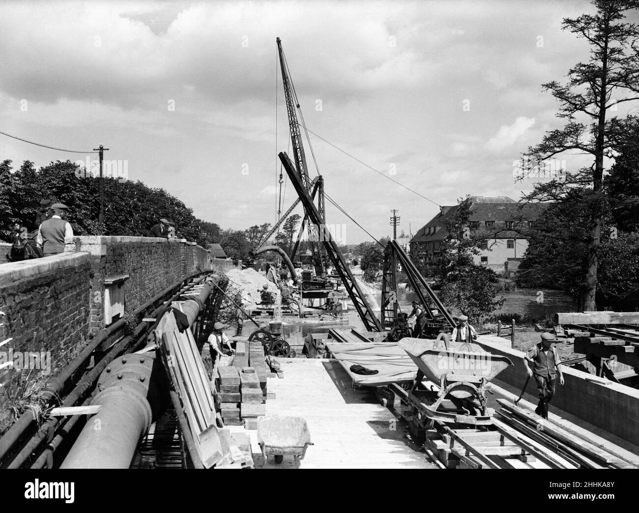 Reconstruction du pont Colne, Uxbridge 1936 Banque D'Images