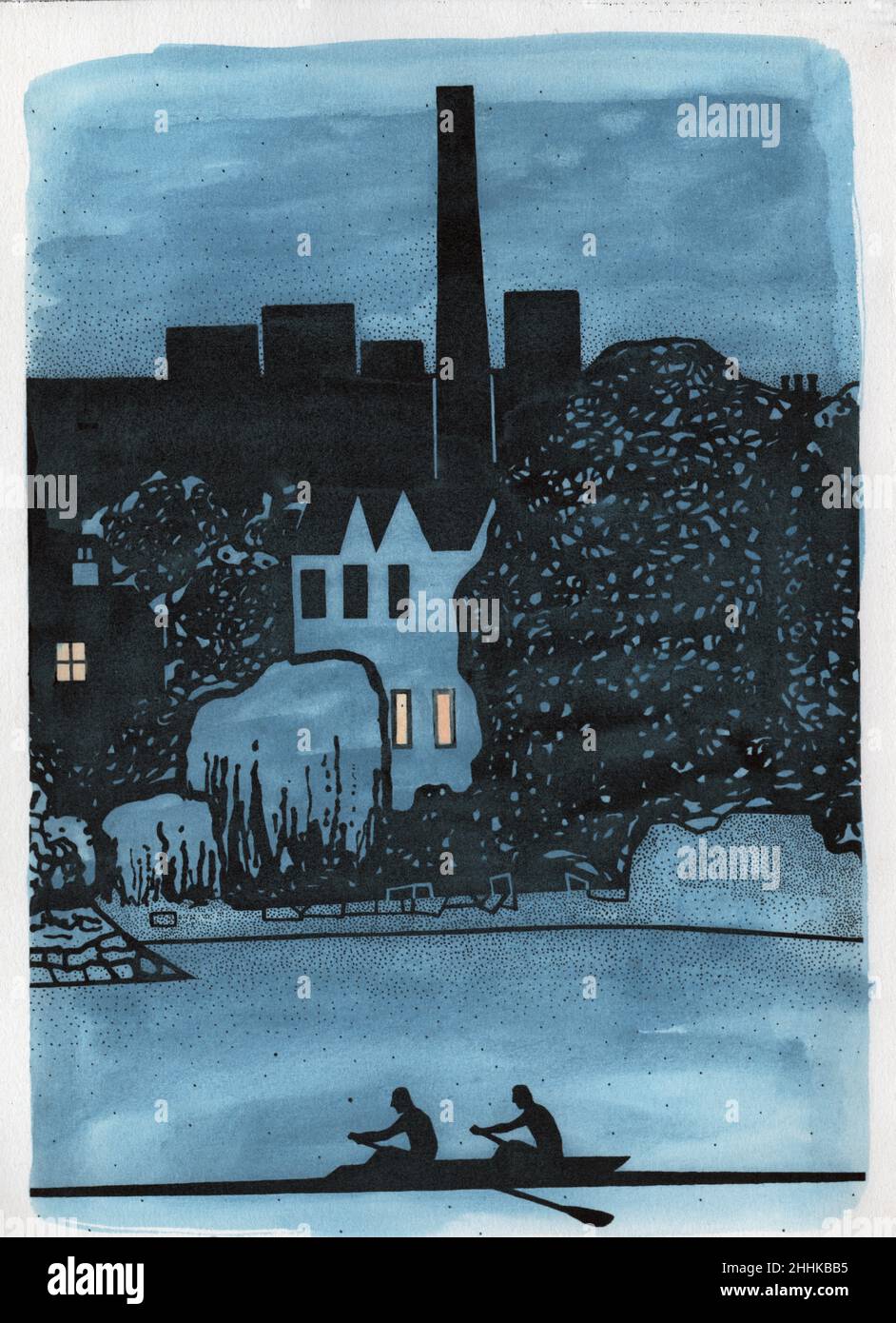 Aviron sur la Tamise, Londres.The Fullers Griffin Brewery, Chiswick Mall Banque D'Images