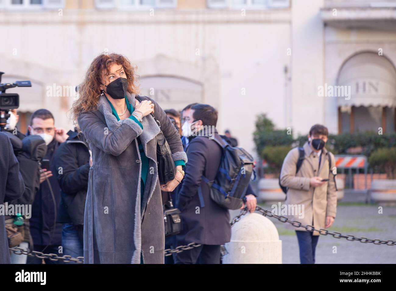 Rome, Italie.24th janvier 2022.Erika Stefani entre au Palais Montecitorio pour le vote de l'élection du Président de la République (Credit image: © Matteo Nardone/Pacific Press via ZUMA Press Wire) Banque D'Images